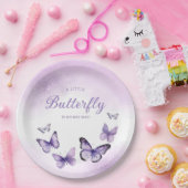 Bohoかわいい水色パープルバタフライベビーシャワー ペーパープレート (パーティー)