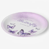 Bohoかわいい水色パープルバタフライベビーシャワー ペーパープレート (アングル)