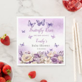 Bohoかわいい水色フローラ蝶ベビーシャワー スタンダードランチョンナプキン (インサイチュ)