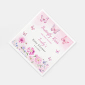 Bohoかわいい水色フローラ蝶ベビーシャワー スタンダードランチョンナプキン (角)