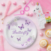 Bohoかわいい水色フローラ蝶ベビーシャワー ペーパープレート (パーティー)