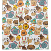 Bohoかわいい漫画のサファリ動物の家族の象 シャワーカーテン (正面)