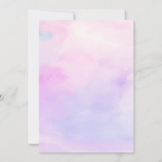 Bohoかわいい紫のフローラ蝶ガール赤ちゃんシャワー 招待状 (裏面)