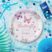Bohoかわいい紫色の蝶フローラ女の子の赤ちゃんシャワー ペーパープレート (パーティー)