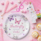 Bohoかわいい紫色の蝶フローラ女の子の赤ちゃんシャワー ペーパープレート (パーティー)