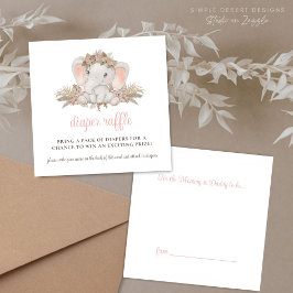 Bohoかわいい象の赤ちゃんシャワーおむつラッフル エンクロージャーカード