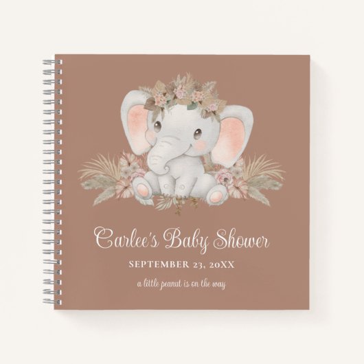 Bohoかわいい象男女兼用の赤ちゃんシャワー ノートブック (正面)