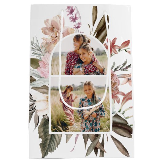 Bohoかわいらしフローラ2枚フォトメディア抱き枕 ミディアムペーパーバッグ (裏面)