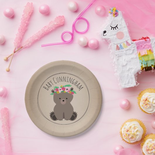 Bohoくまのカード・ストック刺激を受けたでカスタムなベビーシャワー ペーパープレート (パーティー)