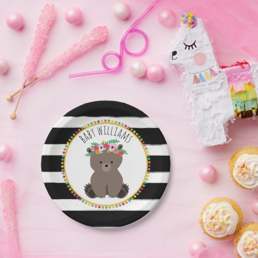 Bohoくまのカード・ストック刺激を受けたでカスタムなベビーシャワー ペーパープレート (パーティー)