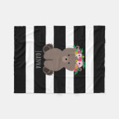 Bohoくまのストライプの女の子のフリースブランケット フリースブランケット (正面(横))