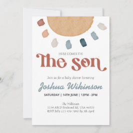 Bohoここ来でSon赤ちゃんシャワーの招待 招待状