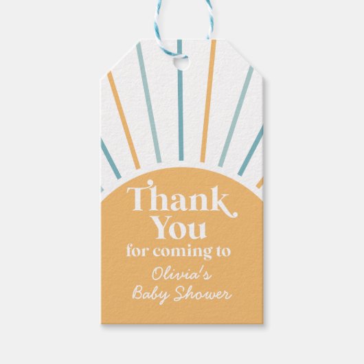 Bohoここ来でSon sunshine baby shower ギフトタグ (正面)