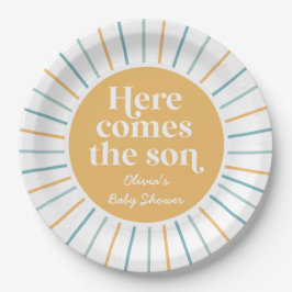 Bohoここ来でSon sunshine baby shower ペーパープレート