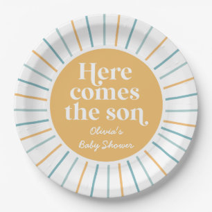 Bohoここ来でSon sunshine baby shower ペーパープレート