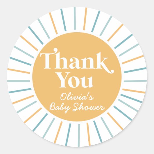 Bohoここ来でSon sunshine baby shower ラウンドシール (正面)