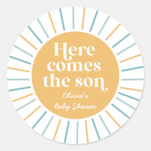 Bohoここ来でSon sunshine baby shower ラウンドシール