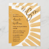 Bohoここ来でSon Sunshine Baby Shower 招待状 (正面/裏面)