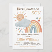 Bohoここ来に息子の男の子のシャワー 招待状 (正面)