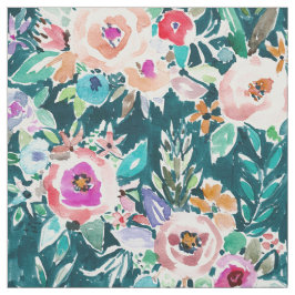 Bohoのあふれるばかりの花のはっきりしたでカラフルな水彩画 ファブリック