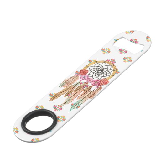 Bohoのアステカな水彩画のネイティブアメリカンDreamcatcher スピード栓抜き (裏面アングル)