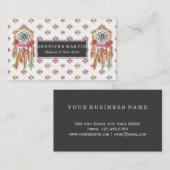 Bohoのアステカな水彩画のネイティブアメリカンDreamcatcher 名刺 (正面/裏面)