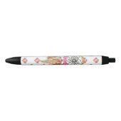 Bohoのアステカな水彩画のネイティブアメリカンDreamcatcher 黒ボールペン (正面)