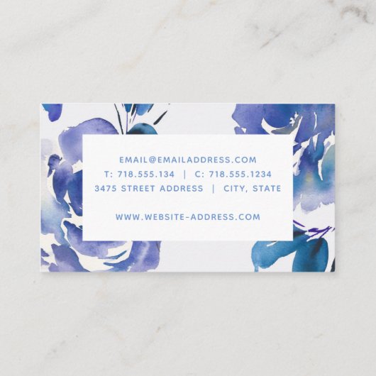 Bohoのインディゴの花の名刺 名刺 (裏面)