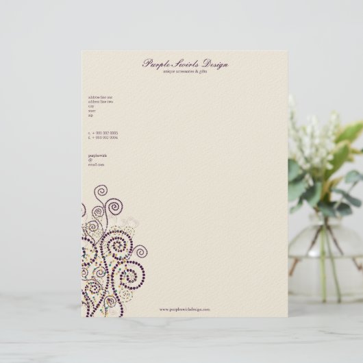 Bohoのエレガントな紫色はDecoの芸術的なカスタム螺線形になります レターヘッド (スタンド正面)