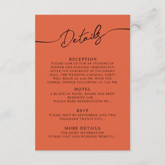 Bohoのエンクロージャカード結婚詳細。 エンクロージャーカード (正面)