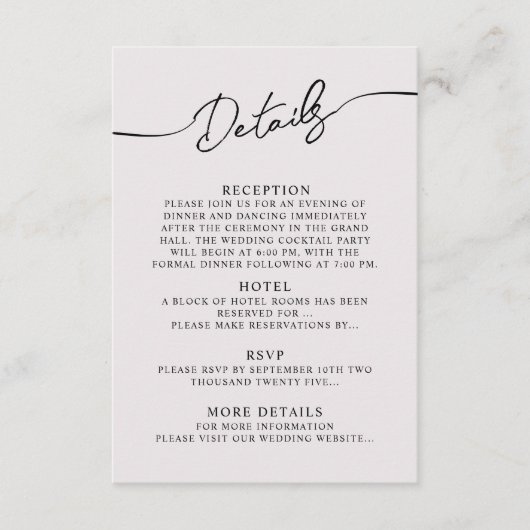 Bohoのエンクロージャカード結婚詳細。 エンクロージャーカード (正面)