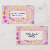 Bohoのガーリーな紫色の黄色いピンクの絞り染めパターン 名刺 (正面/裏面)