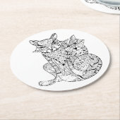 Bohoのキツネの落書き ラウンドペーパーコースター (アングル)