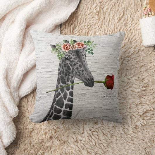 Bohoのキリンのばら色のバレンタインの枕 クッション (ブランケット)