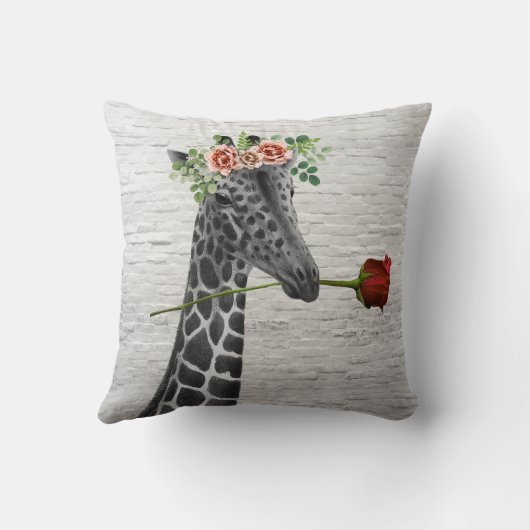 Bohoのキリンのばら色のバレンタインの枕 クッション (裏面)