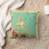 Bohoのコテージのモダンなボヘミアのスタイルの鳥の花柄 クッション (ブランケット)