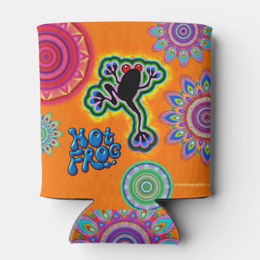 Bohoのサイケデリックなカエルはクーラーできます 缶クーラー (裏面)