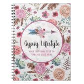 Bohoのシックで素朴な羽の矢の水彩画のボヘミア人 ノートブック (正面)