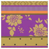Bohoのシックなすみれ色のマスタードの黄色の花柄は縞で飾ります ファブリック (クローズアップ)