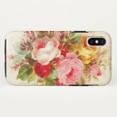Bohoのシックなピンクのアイボリーのヴィンテージのバラの花の絵画 Case-Mate iPhoneケース (裏面(横))
