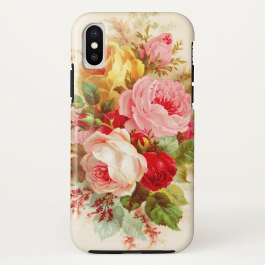 Bohoのシックなピンクのアイボリーのヴィンテージのバラの花の絵画 Case-Mate iPhoneケース (裏面)