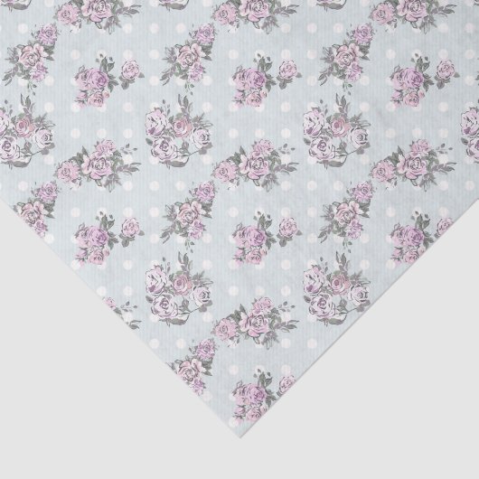 Bohoのシックなピンクのラベンダーの花のヴィンテージの水玉模様 薄葉紙 (詳細)