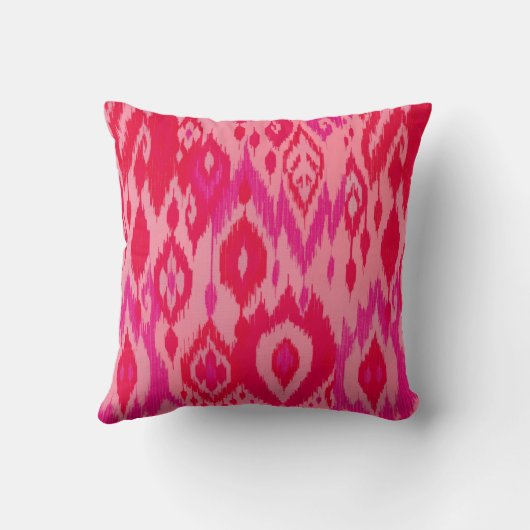 Bohoのシックなピンクの藤色の赤紫のイカットの種族のタペストリー クッション (裏面)