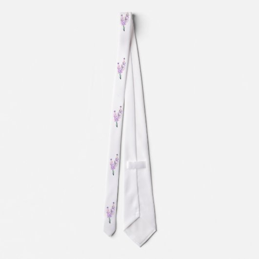 Bohoのシックなラベンダーの白い花のヒエンソウ ネクタイ (裏面)