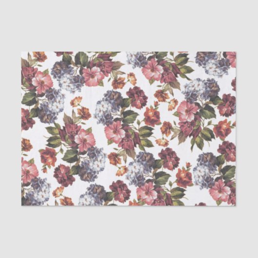 Bohoのシックなヴィンテージのピンクの青いオレンジバラは開花します 薄葉紙 (正面)