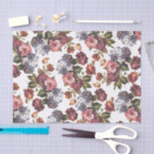 Bohoのシックなヴィンテージのピンクの青いオレンジバラは開花します 薄葉紙 (クラフト)