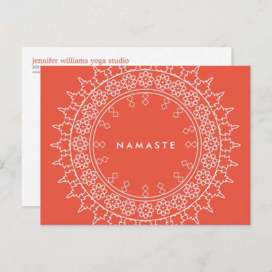 Bohoのシックな曼荼羅のナマステのヨガの珊瑚の郵便はがき ポストカード (正面/裏面)