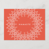 Bohoのシックな曼荼羅のナマステのヨガの珊瑚の郵便はがき ポストカード (正面)