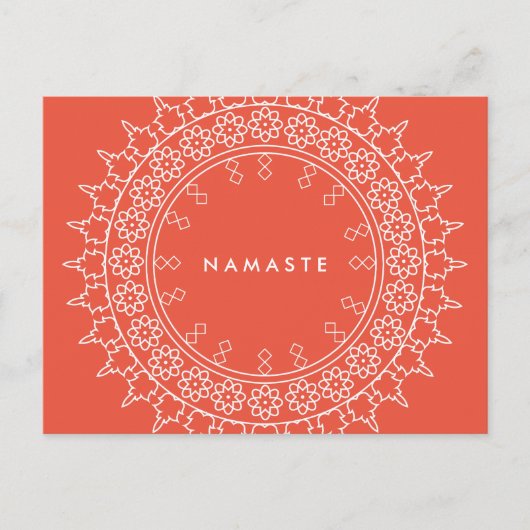 Bohoのシックな曼荼羅のナマステのヨガの珊瑚の郵便はがき ポストカード (正面)