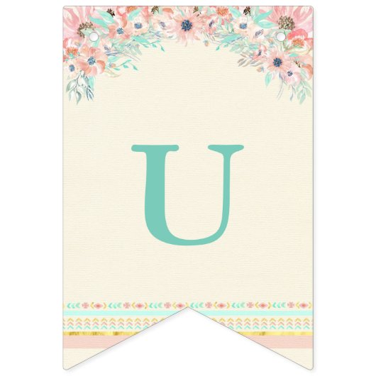 Bohoのシックな種族の矢の羽のモモのピンクのミント バンティングフラッグ (第2の旗)